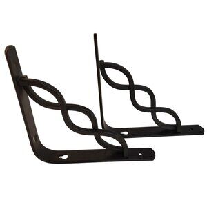 Decorative Bronze Steel Shelf Brackets Set Of 2 - Curved Spiral Design - 6"x6"x1